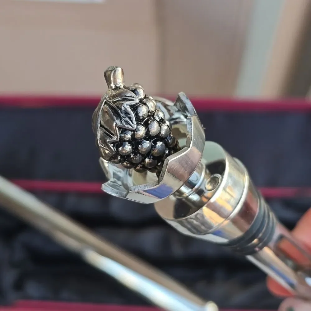 Wine Sceptre Silver Wine Chiller & Aerator with Grape Top